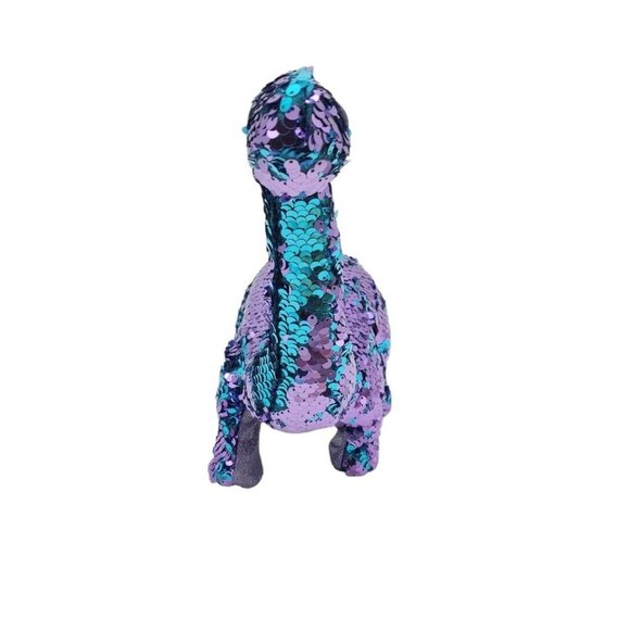 Ty Flippables Tremor Aqua Purple Sequin Brontosaurus Dinosaur Toy‎ Walks Roars - Picture 3 of 6